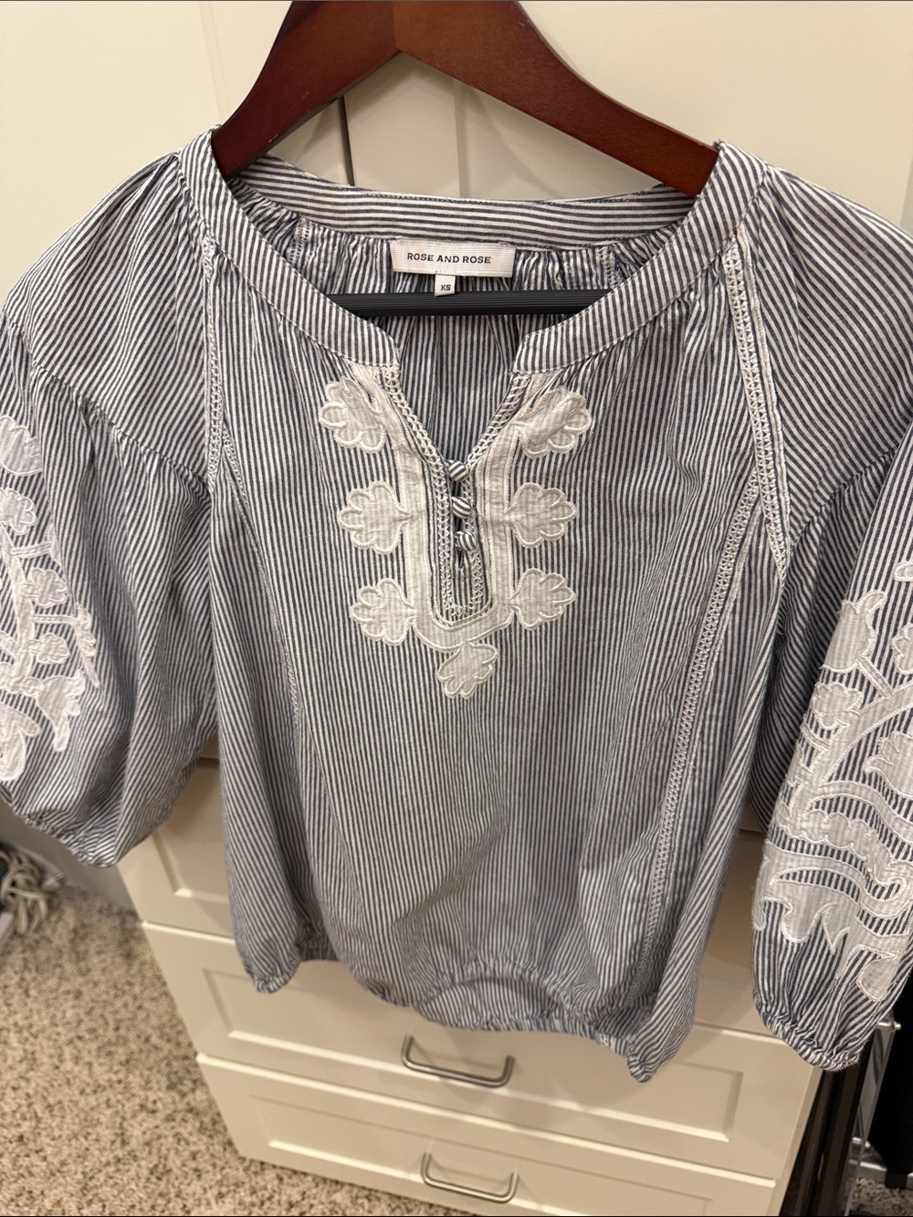 Blue Striped Embroidered Tunic